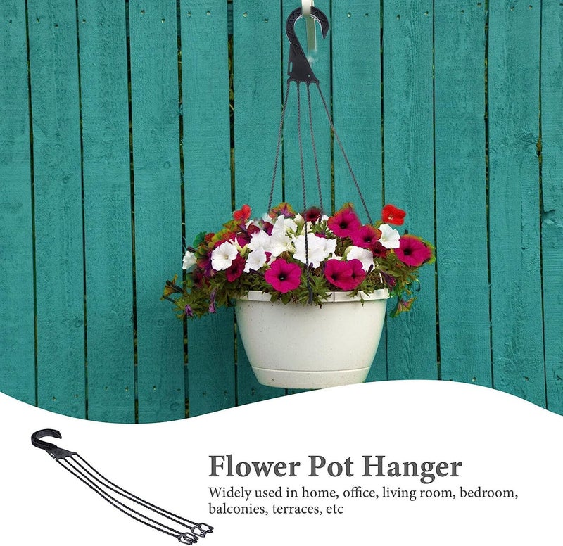 5 pcs Plastic Hanging Basket Chain with Hooks Flower Plastic Garden Plant Hangers Flower Plant Pot Hanger for Bird Feeders Planters and Lanterns (Black) - Image 3