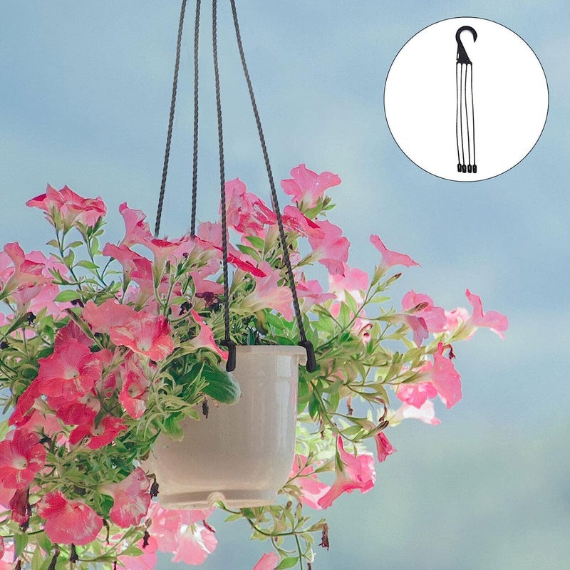 5 pcs Plastic Hanging Basket Chain with Hooks Flower Plastic Garden Plant Hangers Flower Plant Pot Hanger for Bird Feeders Planters and Lanterns (Black) - Image 4
