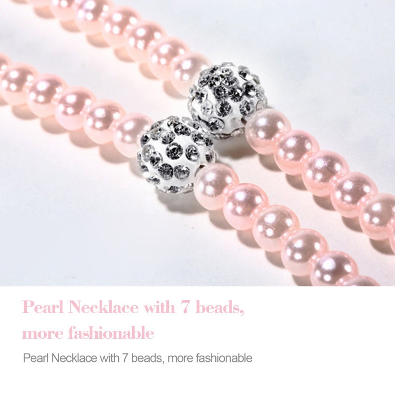 3.5mm In-ear Wired Headphones Pink Magnetic Clasp Necklace Design - Crystal Stereo Sound Built-in Microphone Jewelry Earphones for Girls Ladies Gift Giving - Image 5