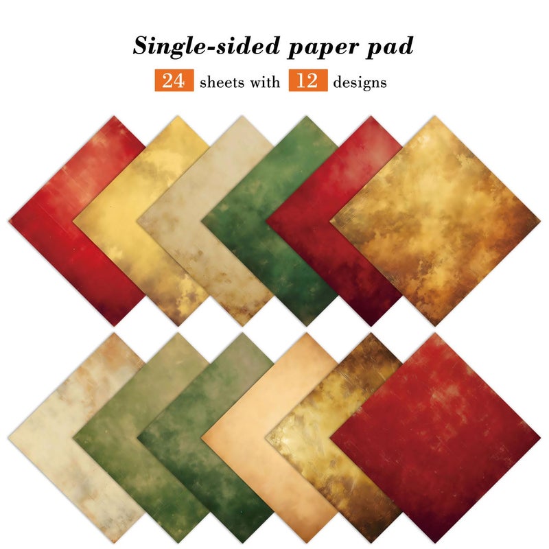 EAMOTOL Vintage Color Scrapbook Paper Pad - 6x6 In 24 Sheets Designed Decorative Decoupage Folding Cardstock Supplies for Journals DIY Crafts Gift Wrapping Planners Photo Album - Image 2