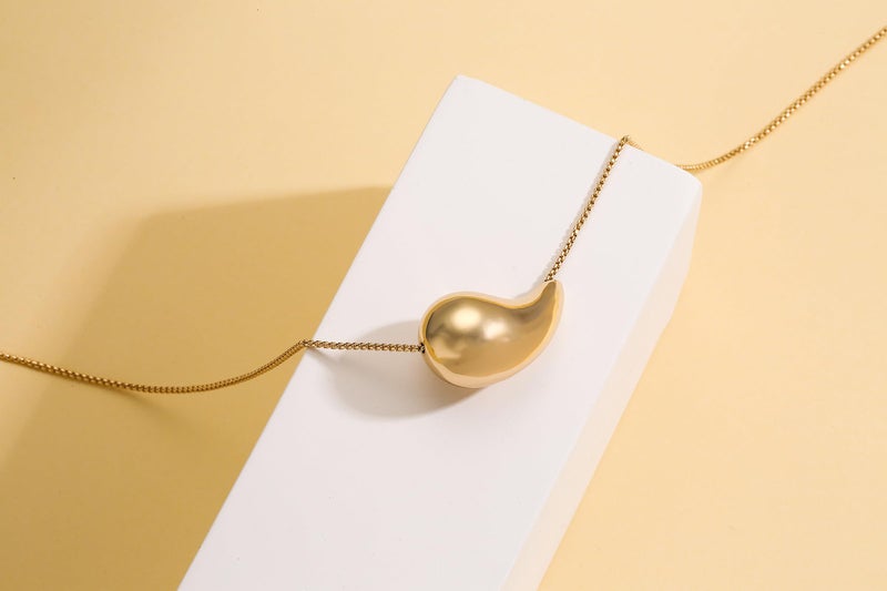 VULETO 2 Pairs Drop Necklace Dupes Chunky Gold Silver Teardrop Necklace for Women 14K Gold Plated Hypoallergenic Water Tear Drop Necklaces Set Trendy Jewelry for Women - Image 3