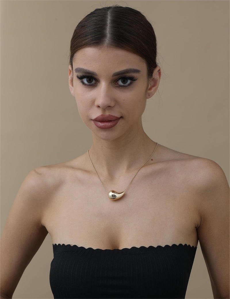 VULETO 2 Pairs Drop Necklace Dupes Chunky Gold Silver Teardrop Necklace for Women 14K Gold Plated Hypoallergenic Water Tear Drop Necklaces Set Trendy Jewelry for Women - Image 4