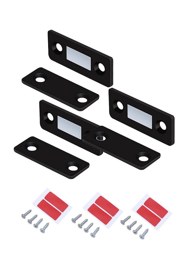 3Pcs Mousike Magnetic Door Catch Ultra Thin Cabinet Magnets Stainless Steel Drawer Magnet Catch Perforated Invisible Cabinet Door Magnetic Suction for Sliding Door Kitchen Cabinet Closet Closer Black  - Image 1