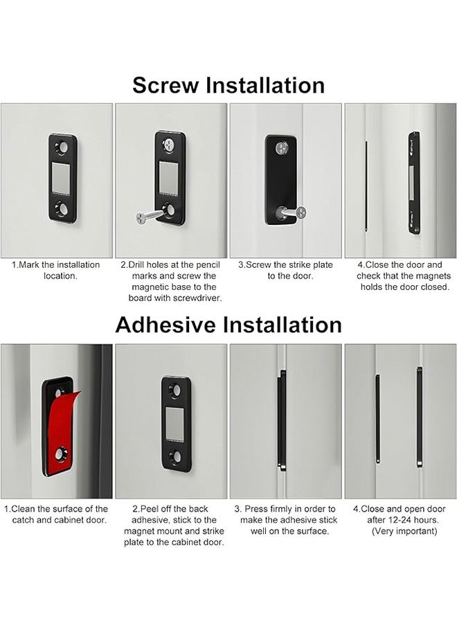 3Pcs Mousike Magnetic Door Catch Ultra Thin Cabinet Magnets Stainless Steel Drawer Magnet Catch Perforated Invisible Cabinet Door Magnetic Suction for Sliding Door Kitchen Cabinet Closet Closer Black  - Image 5