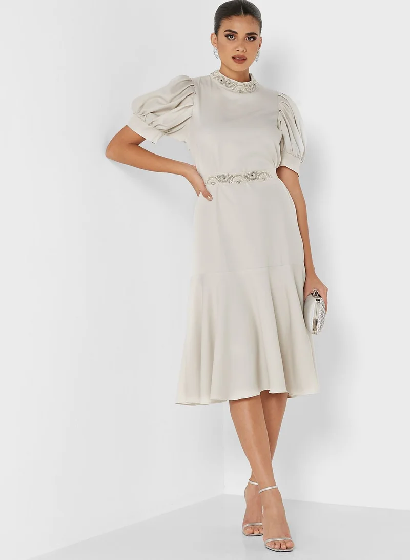 Montania Puff Sleeve Tiered Dress