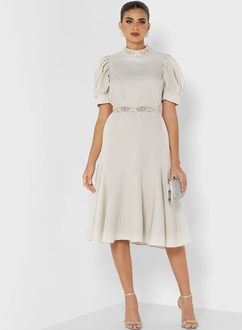 Montania Puff Sleeve Tiered Dress