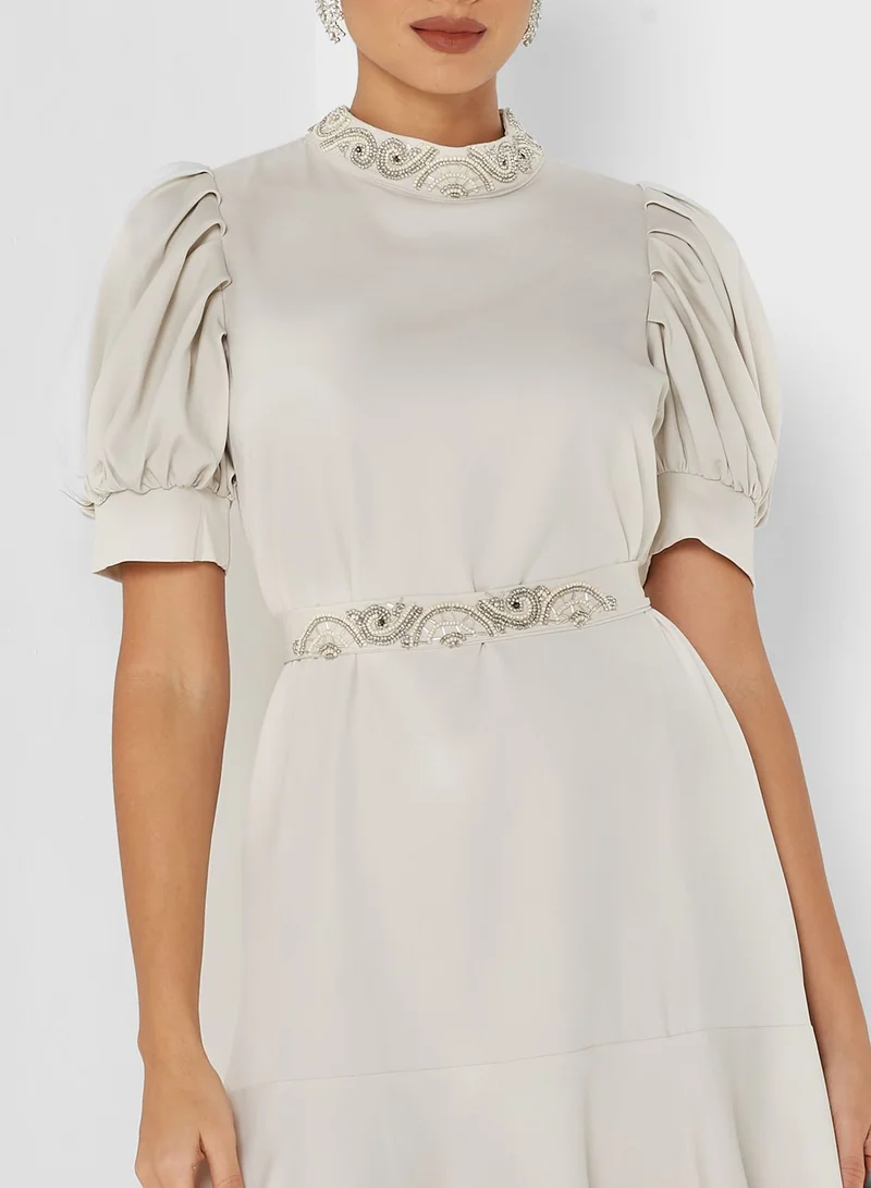 Montania Puff Sleeve Tiered Dress