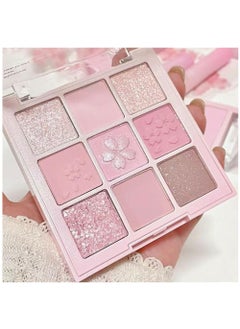 CAKAILA 9 Colors Eye Shadow Palette Makeup,Light Pink Purple Matte Glitter Shimmer Nude Eyeshadow Palette,Highly Pigmented Neutral Eyeshadow Long-lasting Waterproof Natural Makeup Travel Eyeshadow Palette 