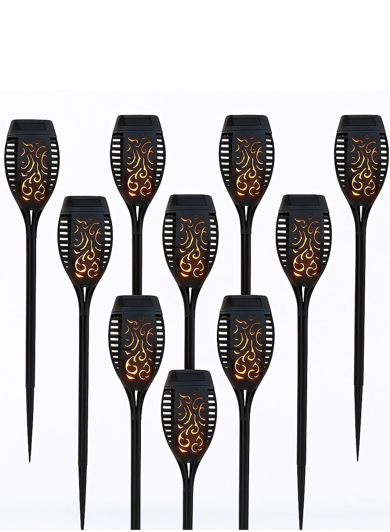 Bluejw 10-Piece Solar Torch Lights With Flickering Flame, Fire Effect Garden Light, Auto On/Off Dust To Dawn, Outdoor Waterproof Landscape Decoration, Solar Powered Security Torch Light For Patio  - Image 1