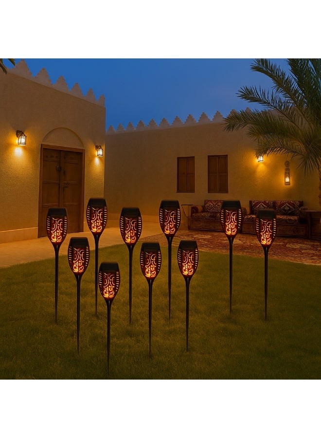 Bluejw 10-Piece Solar Torch Lights With Flickering Flame, Fire Effect Garden Light, Auto On/Off Dust To Dawn, Outdoor Waterproof Landscape Decoration, Solar Powered Security Torch Light For Patio - Image 1