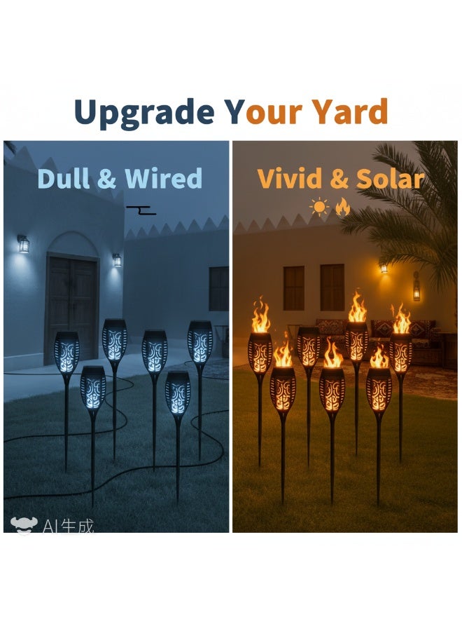 Bluejw 10-Piece Solar Torch Lights With Flickering Flame, Fire Effect Garden Light, Auto On/Off Dust To Dawn, Outdoor Waterproof Landscape Decoration, Solar Powered Security Torch Light For Patio - Image 2
