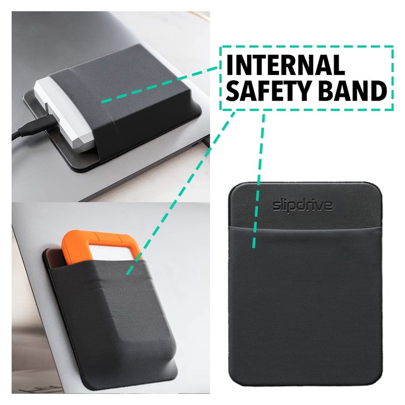Slipdrive سليب درايف - غلاف قرص صلب محمول للكمبيوتر المحمول - قرص صلب HDD - لاصق قابل لإعادة الاستخدام - 5.5 بوصة × 4.5 بوصة - حقيبة حمل قرص صلب خارجي - حقيبة سفر جيب (كبير، أسود) - Image 3