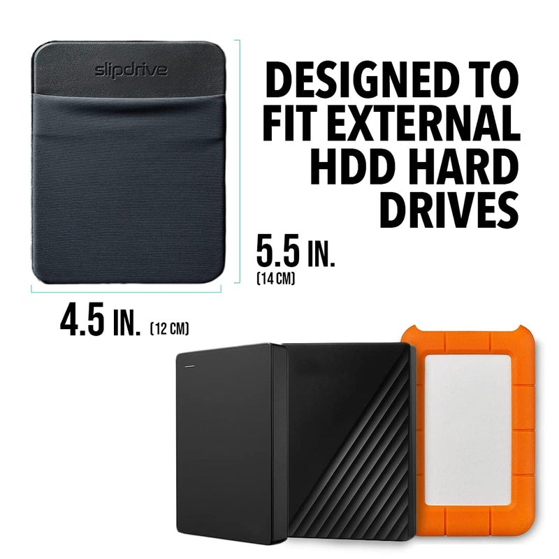 Slipdrive سليب درايف - غلاف قرص صلب محمول للكمبيوتر المحمول - قرص صلب HDD - لاصق قابل لإعادة الاستخدام - 5.5 بوصة × 4.5 بوصة - حقيبة حمل قرص صلب خارجي - حقيبة سفر جيب (كبير، أسود) - Image 2
