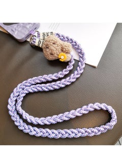 Generic Crossbody Rabbit Doll Doll Pendant Three-strand Ponytail Woven Mobile Phone Lanyard Women's Ins Back Rope Long-Specifications Support Image Upload:Crossbody [dark Red Khaki] Rabbit Three-strand Braid Lanyard + Wine Red Clip  - Image 3