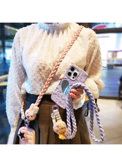 Generic Crossbody Rabbit Doll Doll Pendant Three-strand Ponytail Woven Mobile Phone Lanyard Women's Ins Back Rope Long-Specifications Support Image Upload:Crossbody [dark Red Khaki] Rabbit Three-strand Braid Lanyard + Wine Red Clip  - Image 5