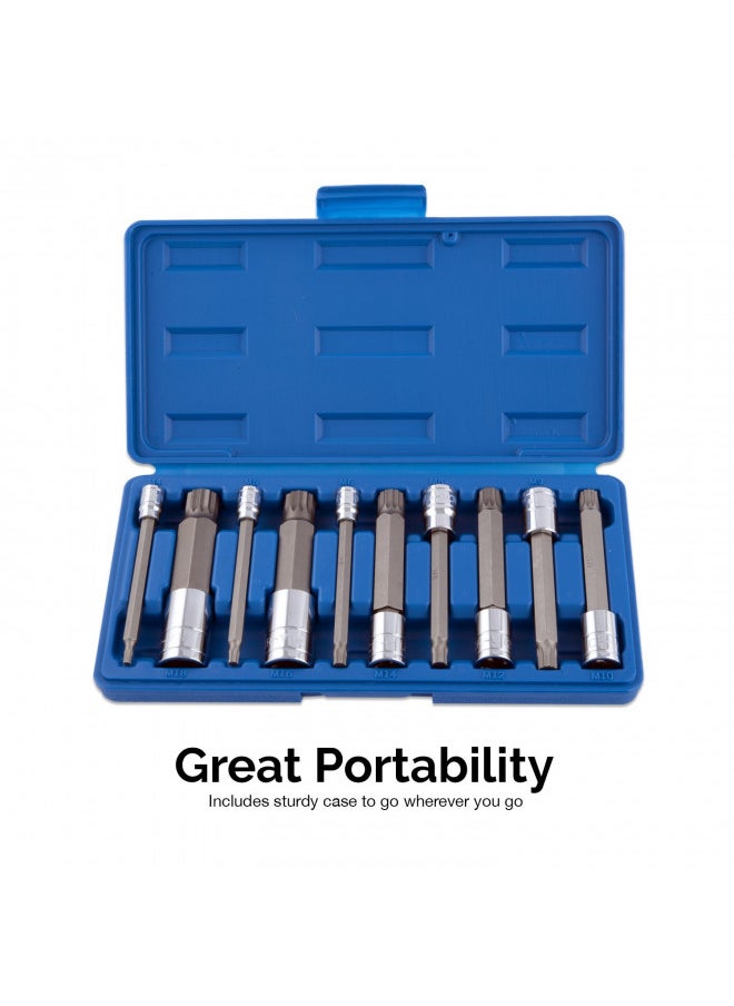 Neiko - NEIKO 10054A XZN Triple Square Spline Bit Socket Set | Extra Long 4 | 4mm to 18mm | 10-Piece Set | S2 and Cr-V Steel - Image 1