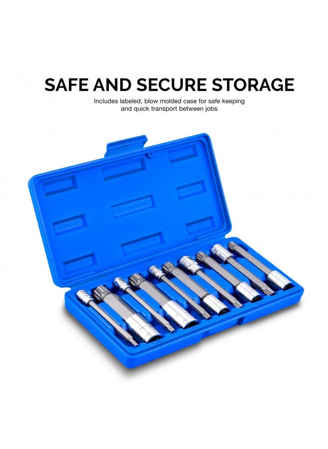 Neiko - NEIKO 10054A XZN Triple Square Spline Bit Socket Set | Extra Long 4 | 4mm to 18mm | 10-Piece Set | S2 and Cr-V Steel - Image 1