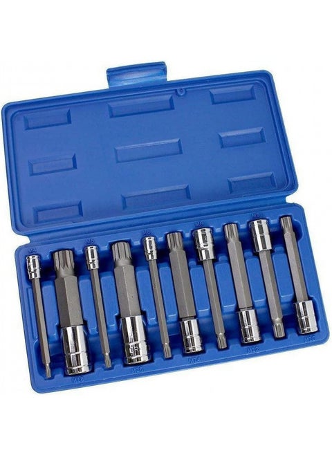 NEIKO 10054A XZN Triple Square Spline Bit Socket Set | Extra Long 4 | 4mm to 18mm | 10-Piece Set | S2 and Cr-V Steel