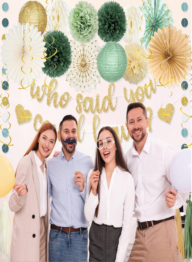 Roetyce Farewell Party Decorations Women Men, Gold Glitter Who Said You Could Leave Banner, Green Going Away Leaving Goodbye Party Supplies for Coworker Friends, Retirement Photo Background Decor - Image 3