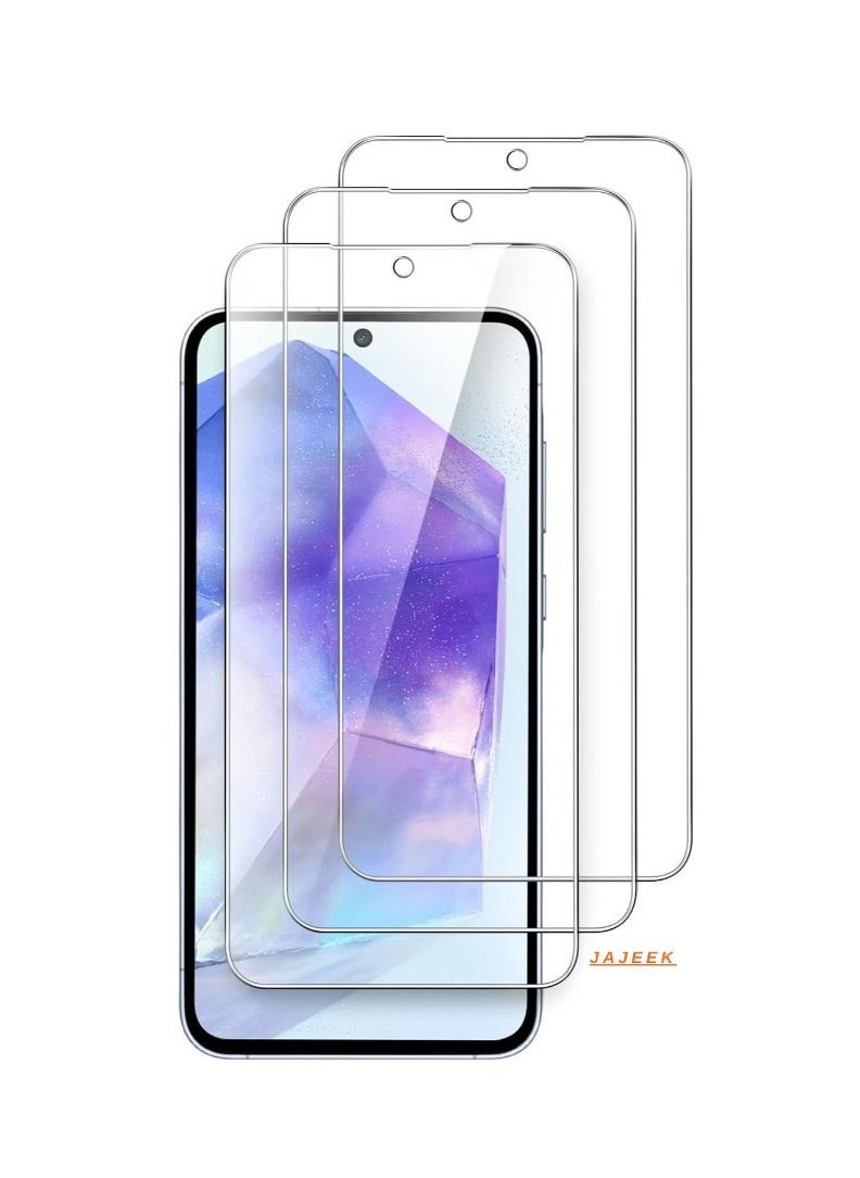 JAJEEK Samsung Galaxy A55 5G Screen Protector – Pack of 3, Bubble-Free, Full Coverage, Ultra-Clear Anti-Scratch, Shatterproof Tempered Glass for Maximum Protection - Image 1