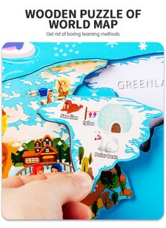GROIC Genuine Magnetic Wooden World Map Puzzle,World Map Jigsaw Puzzle, 92 Country Flash Cards,National Flags Introduction,Preschool Learning Education Geography Toy  - Image 2