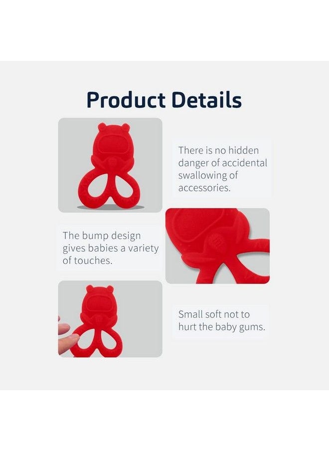 BuddsBuddy 100% Bpa Free Soft Silicone Baby Teether For 3 To 6 Babies (Tylo Red)  - Image 3