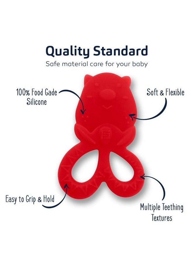 BuddsBuddy 100% Bpa Free Soft Silicone Baby Teether For 3 To 6 Babies (Tylo Red)  - Image 4