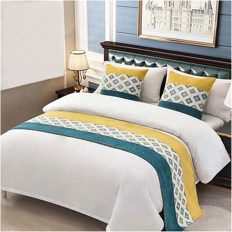 Bed Runner Embroidery Bed Flag Throw for Hotel Home Wedding Bedding Decoration Bed Tail Towel Pillowcase,Color-14-50x180CM - Image 1