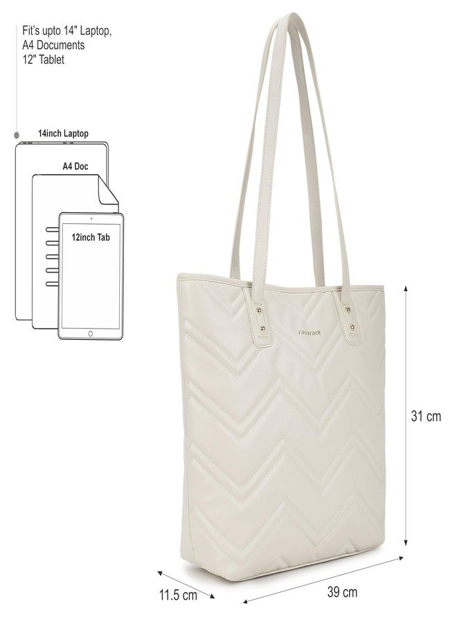 Fastrack Casual Laptop Tote Bag for Girls, Large Size with a Zipper Closure and Padded Laptop Compartment, Compatible with Laptops up to 14 inches, Double Handle Type - Image 4