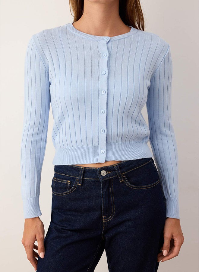 trendyol Baby Blue 2Piece Basic Knitwear CardiganBlouse Set - Image 3