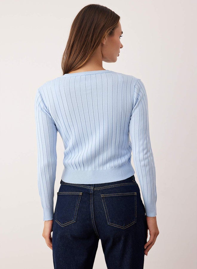trendyol Baby Blue 2Piece Basic Knitwear CardiganBlouse Set - Image 4