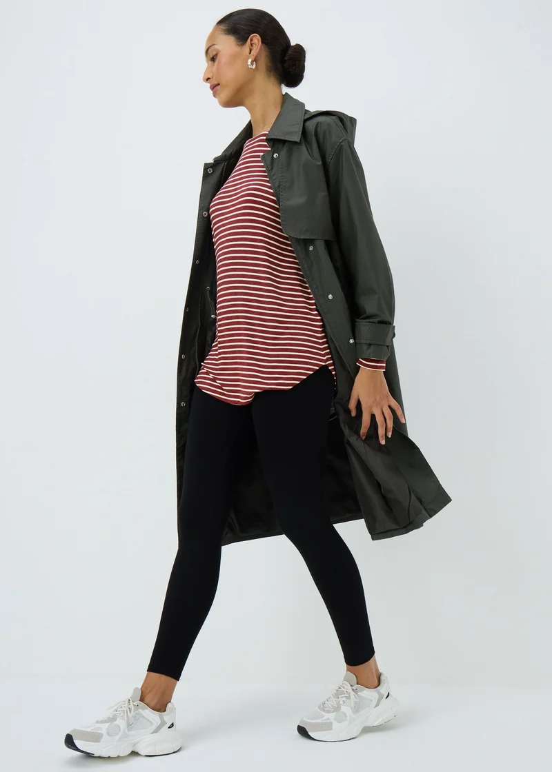 ماتلان تيشيرت طويل مخطط بلون خمري