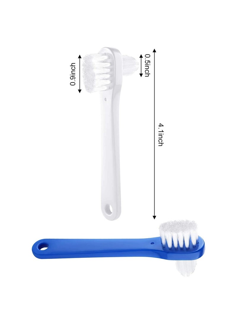 SOLARAE Denture Brush Dual Head Toothbrushes Hard Denture Cleaning Brush Denture Toothbrush Cleaning Brush False Teeth Brush Toothbrush for False Teeth Cleaning, 2 Colors (6 Pieces) - Image 2