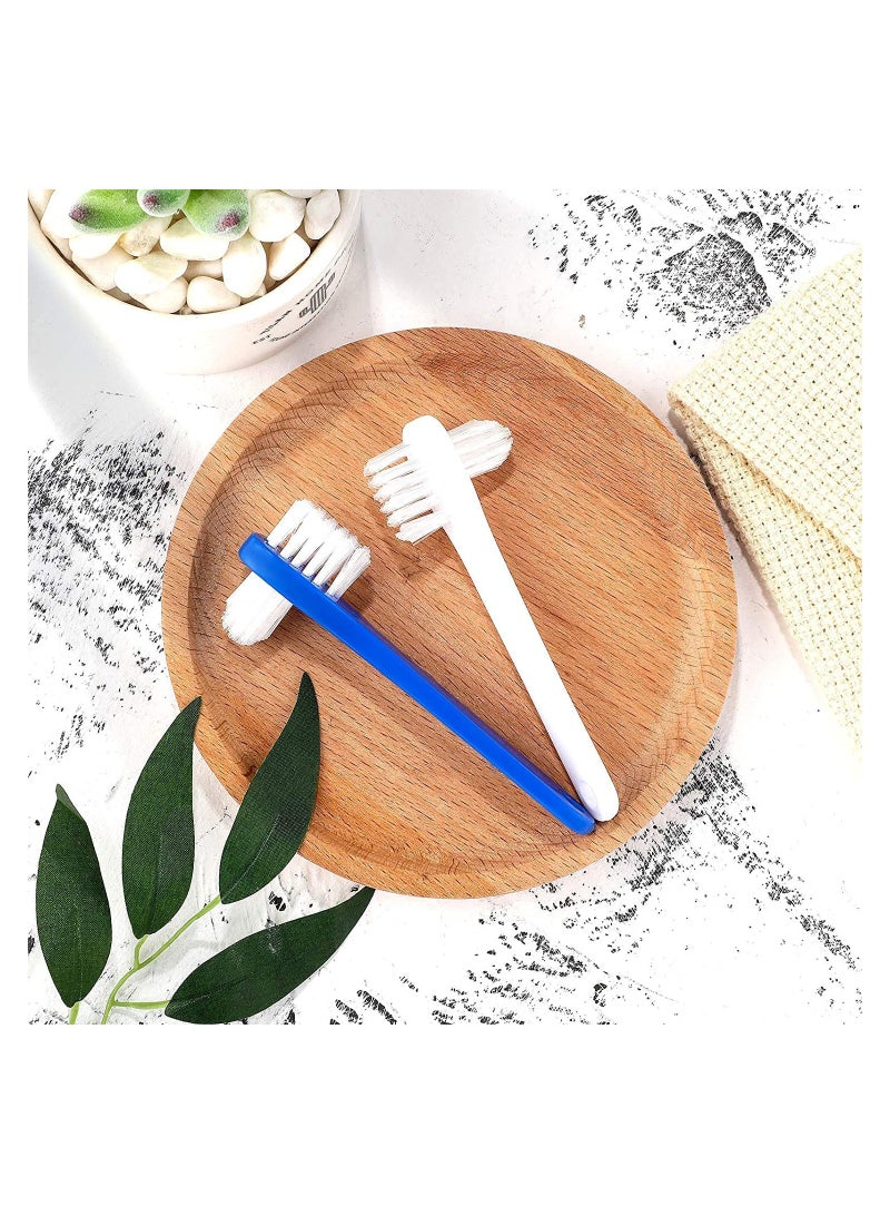 SOLARAE Denture Brush Dual Head Toothbrushes Hard Denture Cleaning Brush Denture Toothbrush Cleaning Brush False Teeth Brush Toothbrush for False Teeth Cleaning, 2 Colors (6 Pieces) - Image 3