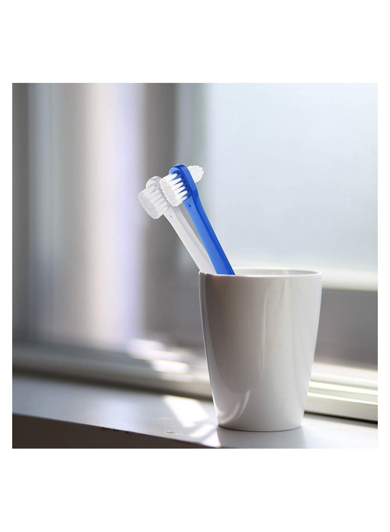 SOLARAE Denture Brush Dual Head Toothbrushes Hard Denture Cleaning Brush Denture Toothbrush Cleaning Brush False Teeth Brush Toothbrush for False Teeth Cleaning, 2 Colors (6 Pieces) - Image 4