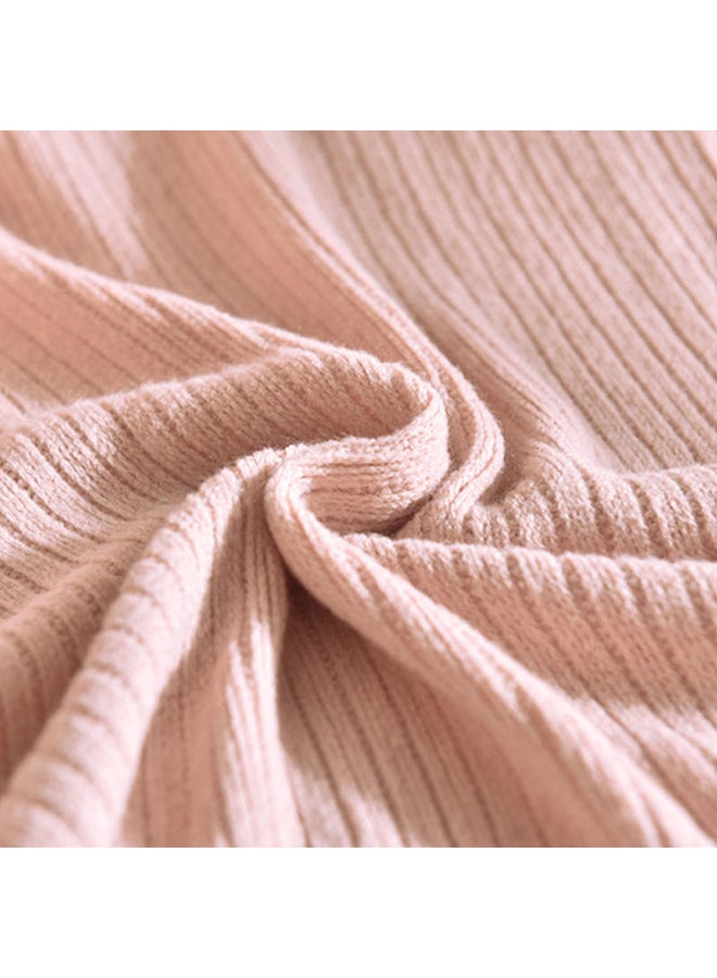 Pink Knit Throw Blanket in Comfortable Casual Tassel Design, Made of Polyester, Sized 127x170cm - Image 4