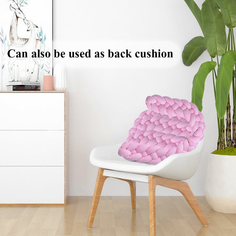 Baby Crib Bumper Knotted Braided Bumper Handmade Soft Knot Pillow Pad Cushion Nursery Cradle Decor Newborn Gift Crib Protector Cotton 1 Meter(39.4 Inch) - 4 Strands Pink - Image 3