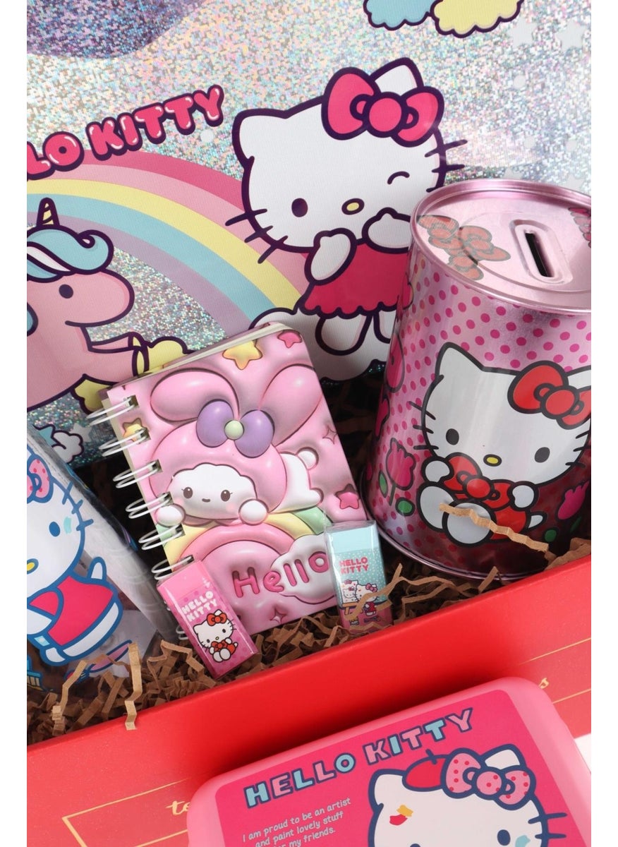 Hello Kitty ديكوموس مع صندوق خاص، مجموعة أدوات مكتبية مرخصة للمدرسة مع زجاجة ماء وعلبة غداء  - Image 3