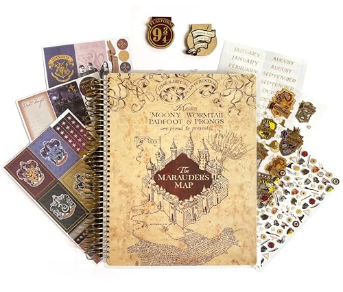 Paper House Productions Harry Potter Marauders Map 12 Month Undated Planner Set with Month and Event Flag Stickers and More
