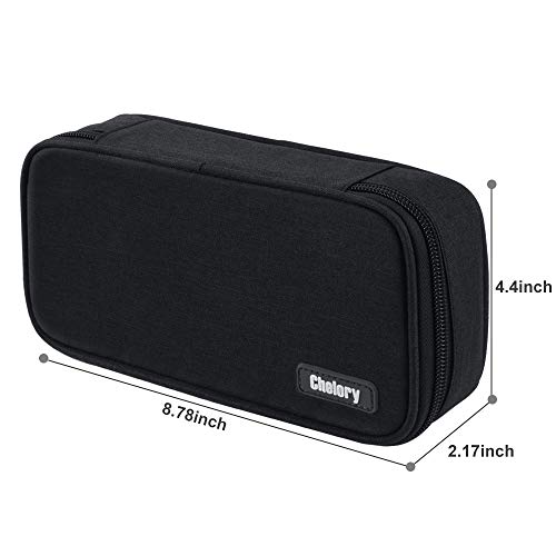 Chelory Big Capacity Pencil Case Large Pencil Bag Pouch Portable Pen Pencil Marker Cases Holder Multi Functional Office Stationery Storage Organizer Supplies Makeup Bag Men Women, Black - Image 5