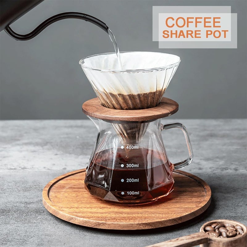 COFISUKI Glass Coffee Server for Drip Coffee Maker, Diamond Fashion Design Glass Coffee Carafe, Coffee Pot with Lid, Clear, 400ml(13.5oz) - Image 5