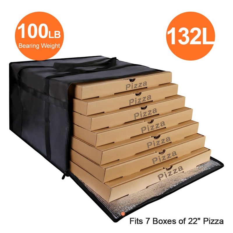 CIVJET Insulated Pizza Delivery Bag for Carry Hot, 24" x 24" x 14" Insulated Food Delivery Bag, Grocery Cooler Bags for Catering/Doordash, Commercial Food Warmersï¼ˆBlack, 1Pkï¼‰ - Image 4