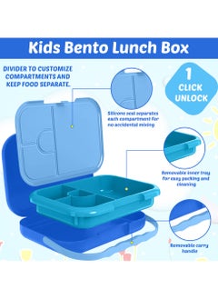 B&B B&B Bento box with handle 4 compartments Ideal Portion Sizes Leak-Proof, Bento Lunch Box for Kids Toddlers, Dishwasher Safe, BPA Free Removable Plastic Tray for kids Ages 3 to 7 years  - Image 2