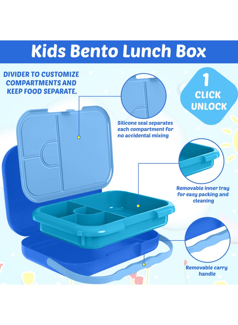 Baitywbnati B&B Bento box with handle 4 compartments Ideal Portion Sizes Leak-Proof, Bento Lunch Box for Kids Toddlers, Dishwasher Safe, BPA Free Removable Plastic Tray for kids Ages 3 to 7 years - Image 2