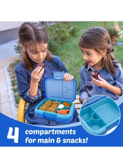 B&B B&B Bento box with handle 4 compartments Ideal Portion Sizes Leak-Proof, Bento Lunch Box for Kids Toddlers, Dishwasher Safe, BPA Free Removable Plastic Tray for kids Ages 3 to 7 years  - Image 5