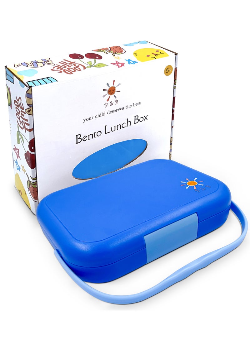Baitywbnati B&B Bento box with handle 4 compartments Ideal Portion Sizes Leak-Proof, Bento Lunch Box for Kids Toddlers, Dishwasher Safe, BPA Free Removable Plastic Tray for kids Ages 3 to 7 years - Image 1