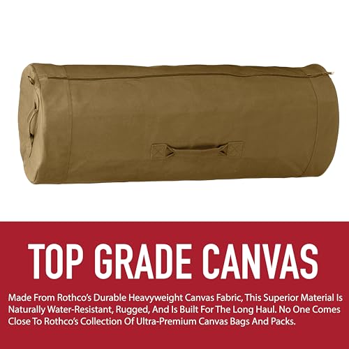 Rothco Canvas Duffle Bag with Side Zipper – Rugged Outdoor Camping Gear Storage – Coyote Brown – 25" x 42" - Image 3
