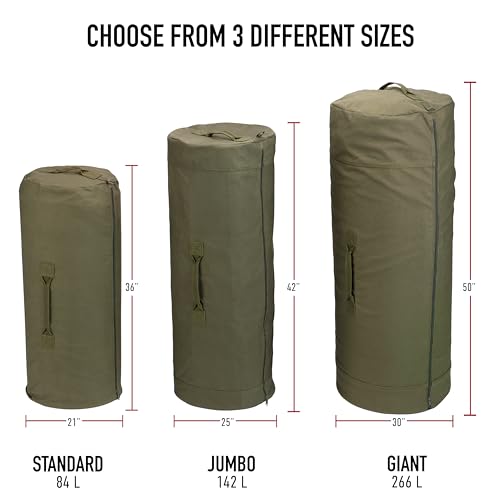 Rothco Canvas Duffle Bag with Side Zipper – Rugged Outdoor Camping Gear Storage – Coyote Brown – 25" x 42" - Image 4