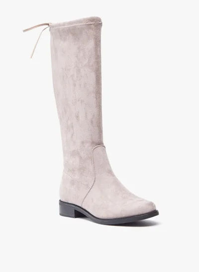 Flora Bella Women Solid High Shaft Boots with Tie-Ups and Block Heels