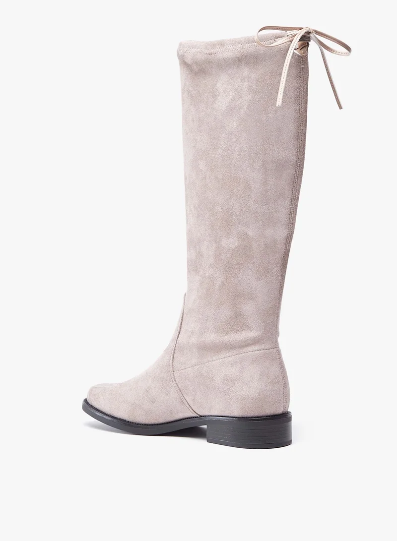Flora Bella Women Solid High Shaft Boots with Tie-Ups and Block Heels